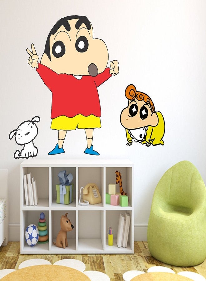 Wallstick ملصق جداري لشخصية شين تشان مع هيما وشيرو (فينيل 70 سم × 45 سم) - Image 1